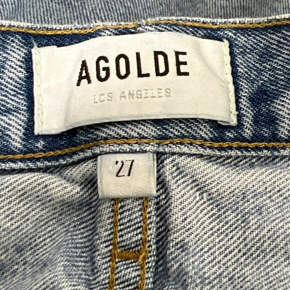 AGOLDE 90's Crop Distressed Jeans Blue Sz 27 A173-1206 - Picture 5 of 7